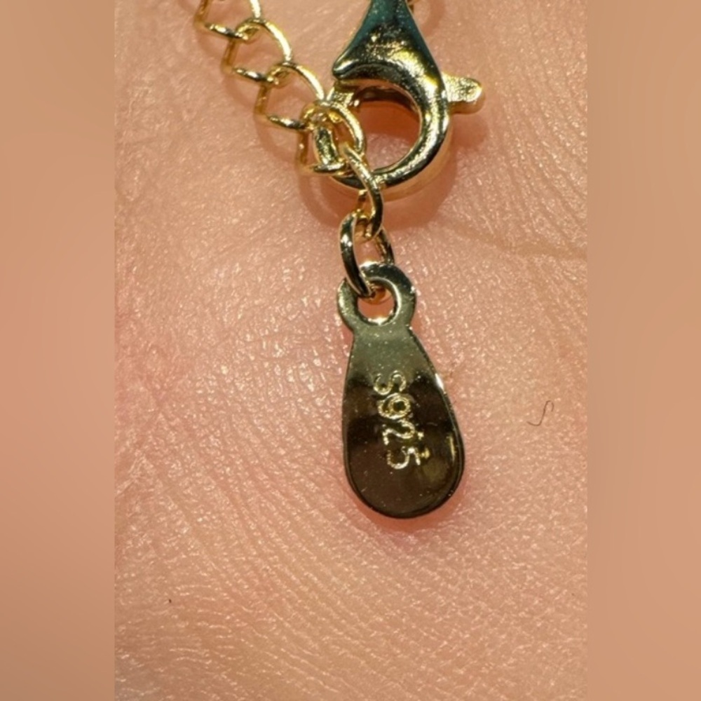 Moissanite Necklace .75 ctw, .925 Sterling Silver, Plated in 14k Yellow Gold NEW - Picture 5 of 6